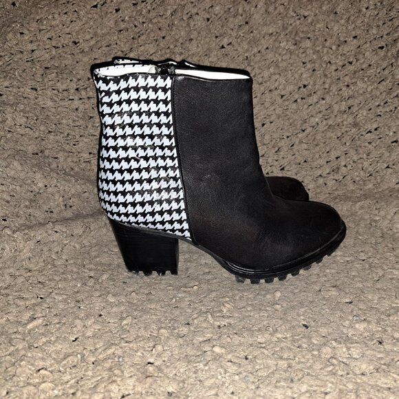 SWEAR LONDON-Roisin-Black/Houndstooth Print Leather Booties-Zip-Sz 39-Near Mint - Picture 5 of 8